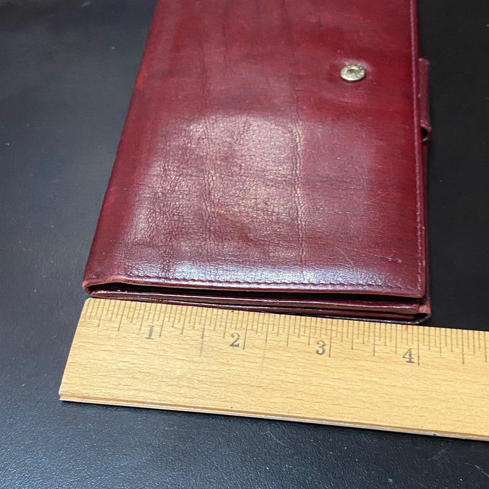 Elegant Sport Gold-Pfeil W. Germany burgundy checkbook Leather Wallet - Picture 3 of 16